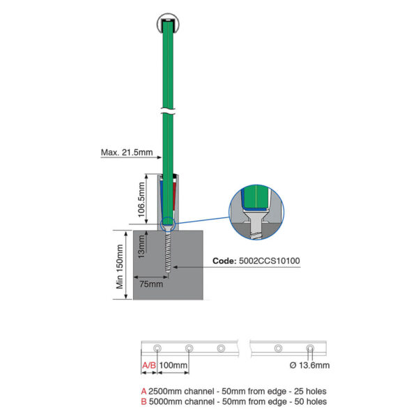 Wedge-Loc Slim Frameless Glass Balustrade Base Fix - Image 2