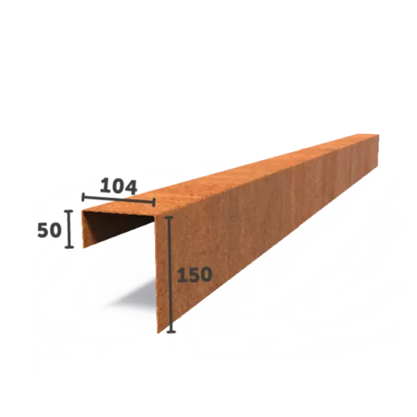 Corten Steel U-Profile Straight Edge (2300 x 2 x 150 x 104 x 50mm)