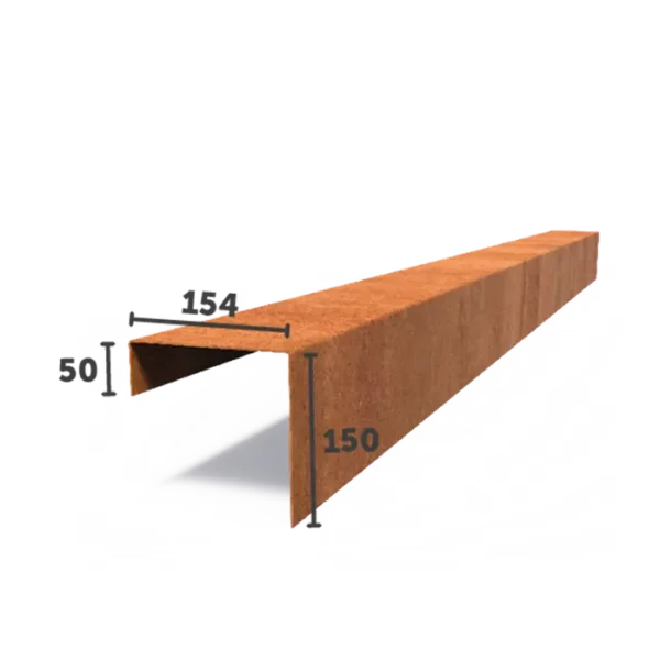 Corten Steel U-Profile Straight Edge (2300 x 2 x 150 x 154 x 50mm)