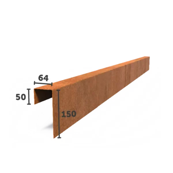 Corten Steel U-Profile Straight Edge (2300 x 2 x 150 x 64 x 50mm)
