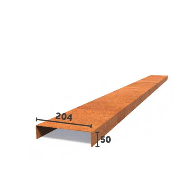 Corten Steel U-Profile Straight Edge (2300 x 2 x 50 x 204 x 50mm)