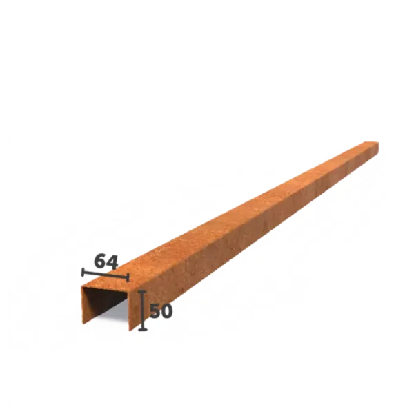 Corten Steel U-Profile Straight Edge (2300 x 2 x 50 x 64 x 50mm)